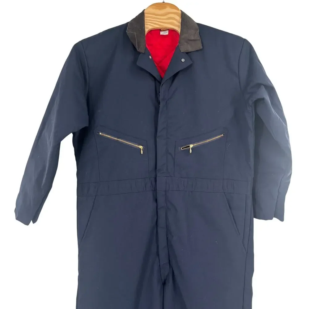 Vintage Big Ben Mens‎ XL Long Navy Blue Quilted Lined Work Coveralls